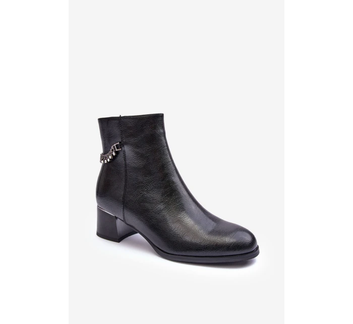Kožené boty s nízkým podpatkem černé Rennie Kožené boty s nízkým podpatkem černé Rennie