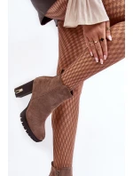 Klasické kožené boty na podpatku hnědé Amy Klasické kožené boty na podpatku hnědé Amy