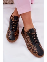 Dámské Kožené Sportovní Boty S Leopardím Vzorem Laura 2935 Hnědé