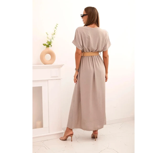 Dlouhá šaty s ozdobným páskem fango