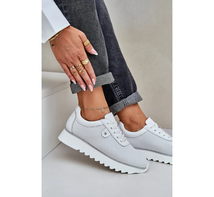 Kožené Sportovní Boty Na Platformě S D&A Bílé model 21686182 - S.Barski