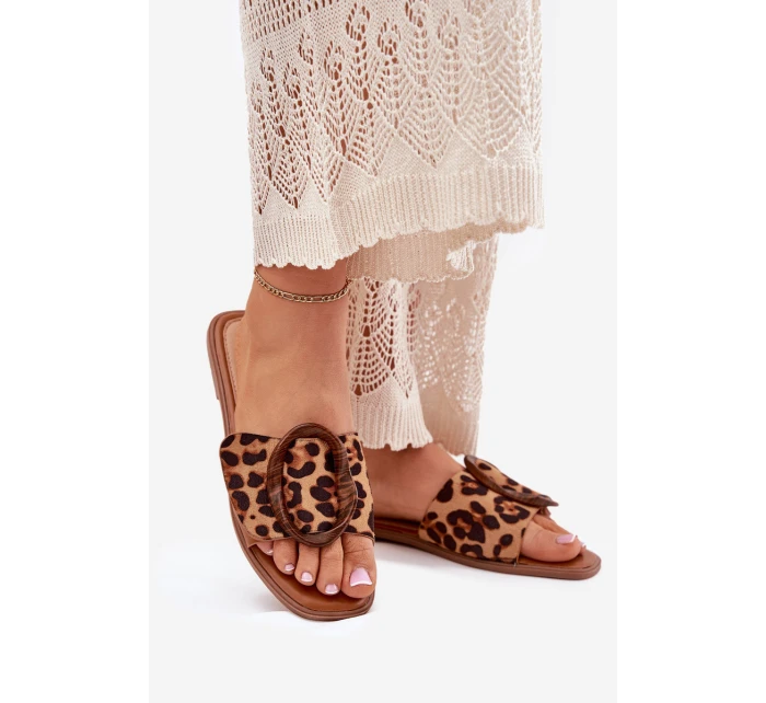 Dámské Ploché Pantofle S Přezkou Leopard model 21699424 - Boto Dámské Ploché Pantofle S Přezkou Leopard model 21699424 - Boto