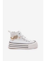 Dětské Vysoké Tenisky Se Zlatou Dekorací Bílé model 21700891 - Boto Dětské Vysoké Tenisky Se Zlatou Dekorací Bílé model 21700891 - Boto