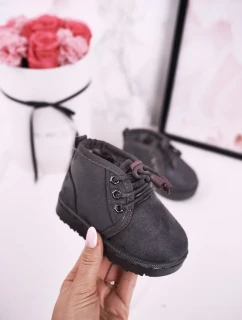 Dívčí šněrovací Sněhové Boty S Kožešinou Šedé Hunter