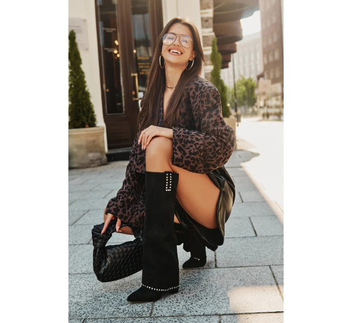 Dámské Kozačky S  Na Podpatku Černé model 21670811 - Boto