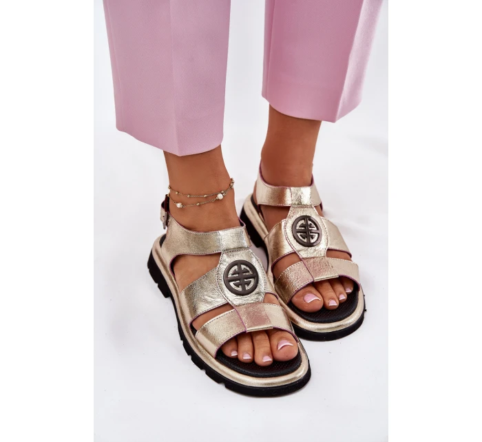 Kožené dámské sandály lakované s ozdobným detailem Artiker 56C0691 černé