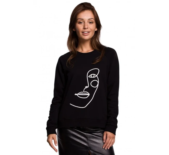 model 18002768 Svetr s potiskem na přední straně černý - BeWear