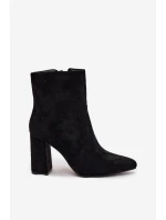 Dámské botky Pralina – zateplené, na sloupkovém podpatku, černé Dámské botky Pralina – zateplené, na sloupkovém podpatku, černé