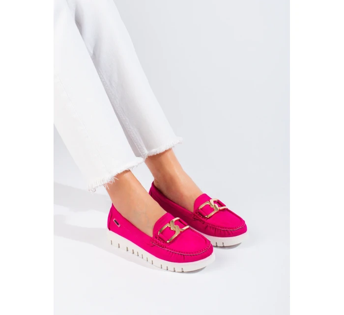 Pěkné dámské růžové mokasíny bez podpatku Pěkné dámské růžové mokasíny bez podpatku
