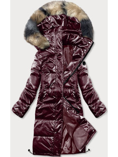 Lesklá dámská zimní bunda v lilkové barvě (M1590-20AMS)