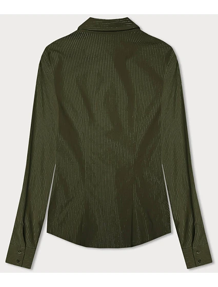 Dámská halenka v khaki barvě se proužky model 18471298 - Forget me not FASHION Dámská halenka v khaki barvě se proužky model 18471298 - Forget me not FASHION