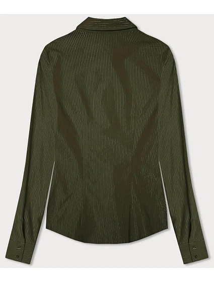 Dámská halenka v khaki barvě se proužky model 18471298 - Forget me not FASHION Dámská halenka v khaki barvě se proužky model 18471298 - Forget me not FASHION