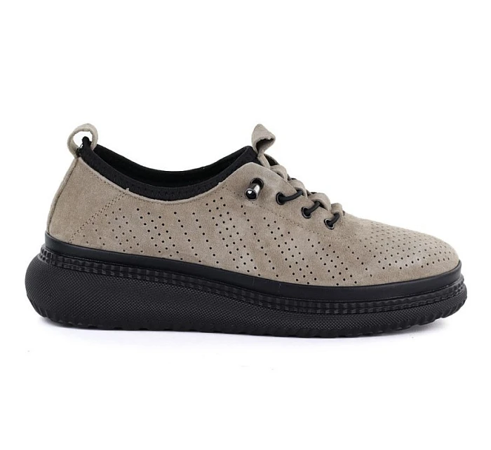 Jezzi 26PB18-135 kožené polobotky na platformě fango s prolamovanou podrážkou