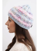 Dámská zimní čepice s barevným vláknem a elastickým stahováním K352 modrá