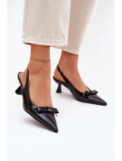 Lakované Sandály Na S Mašlí Černé model 21699990 - Boto