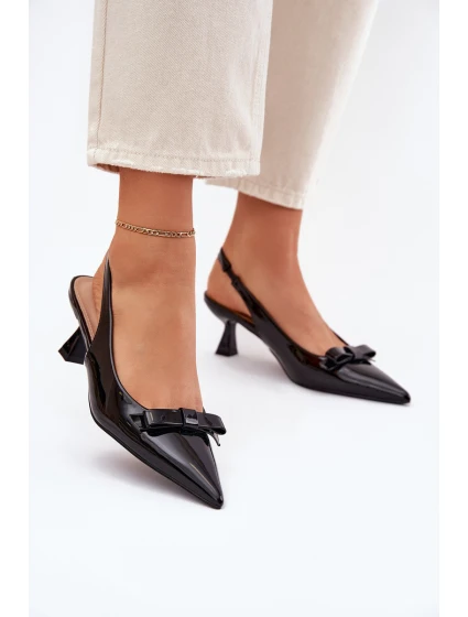 Lakované Sandály Na S Mašlí Černé model 21699990 - Boto Lakované Sandály Na S Mašlí Černé model 21699990 - Boto