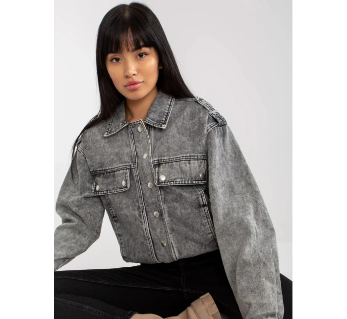 Dámská džínová bunda EM KR Šedá jeans model 20101358 - FPrice Dámská džínová bunda EM KR Šedá jeans model 20101358 - FPrice