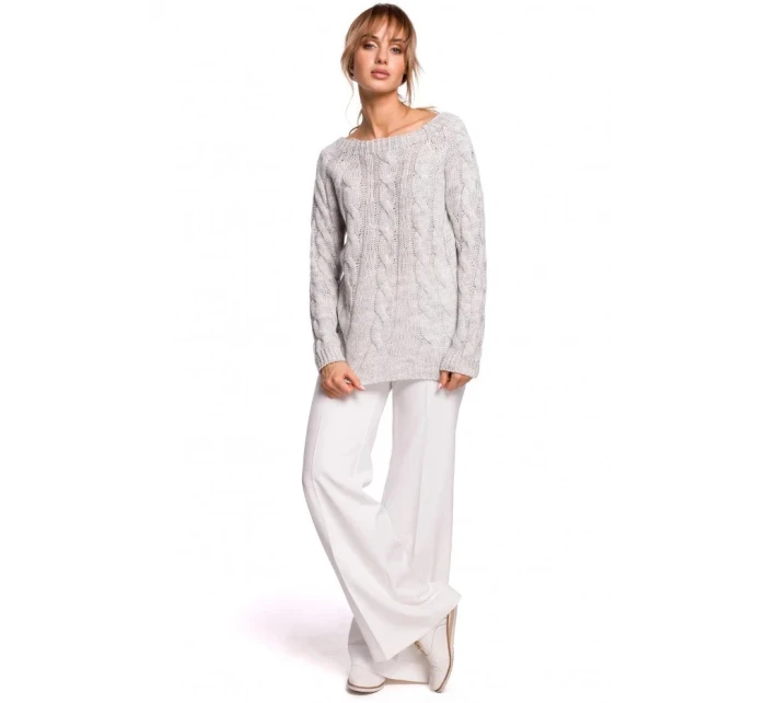 Svetr s výstřihem Bateau M511 šedý - Moe