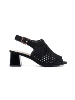 Výborné dámské sandály černé na širokém podpatku