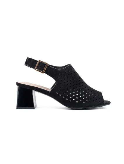 Výborné dámské  sandály černé na širokém podpatku