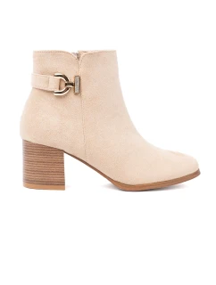 Trendy dámské kotníčkové boty Jasnobeżowy Obcas
