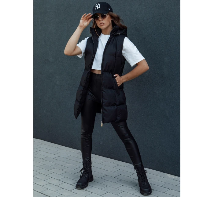 Dámská prošívaná dlouhá vesta VIANA černá FashionStreet TY4504