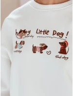 Dámská oversize mikina s jezevčíky JAMNIKOVE bílá FashionStreet BY1498