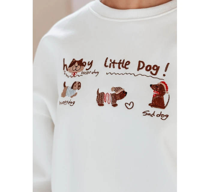 Dámská oversize mikina s jezevčíky JAMNIKOVE bílá FashionStreet BY1498