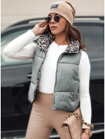 Dámská přechodná krátká prošívaná dvoucestná stříbrná vesta LEOVELLA FashionStreet TY5497