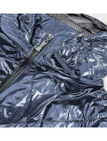Světle modrá lesklá dámská prošívaná bunda (B9573)