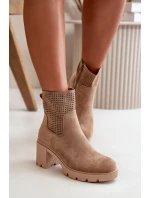 Dámské boty na podpatku se zipem eko semišové béžové Rashmi Dámské boty na podpatku se zipem eko semišové béžové Rashmi