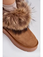 Kožené Sněhule Na Platformě S Kožešinou Camel model 21677869 - Boto