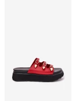 Dámské Klapky Na Platformě S Pásky Červené model 21698711 - Boto