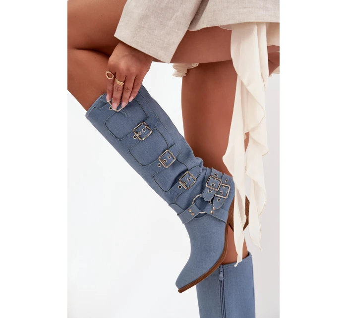 Fivelle Džíny Kovbojky Na Podpatku S Klamrami