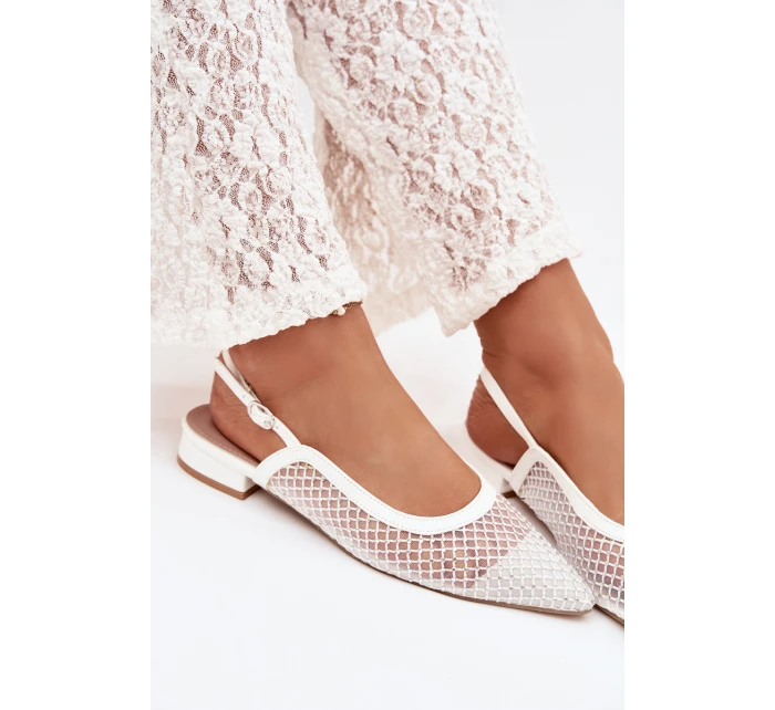 Síťované baleríny s odhalenou patou bílé Pyvona