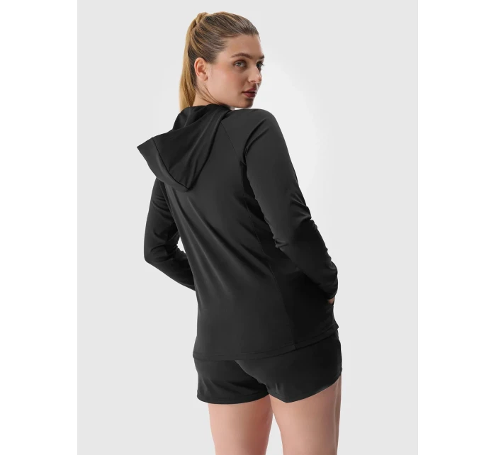 Dámská sportovní rychleschnoucí rozepínací mikina s kapucí 4F - černá Dámská sportovní rychleschnoucí rozepínací mikina s kapucí 4F - černá