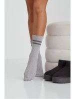 Dámské Ponožky Copánek s Pruhy Šedé Dámské Ponožky Copánek s Pruhy Šedé