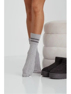 Dámské Ponožky Copánek s Pruhy Šedé
