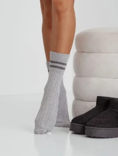 Dámské Ponožky Copánek s Pruhy Šedé