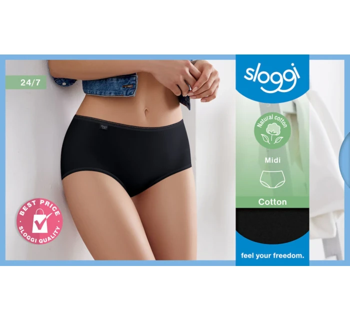 Dámské kalhotky Sloggi 24/7 Cotton Midi černé Dámské kalhotky Sloggi 24/7 Cotton Midi černé