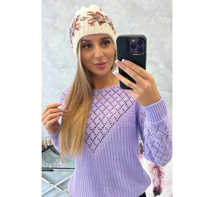 Dámská čepice Florence K350 ecru+red Dámská čepice Florence K350 ecru+red