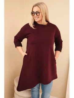 Dámská model 21808691 Plus Size z viskózy s volným střihem a dlouhým rukávem švestková - K-Fashion