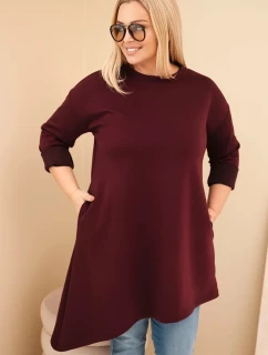 Dámská model 21808691 Plus Size z viskózy s volným střihem a dlouhým rukávem švestková - K-Fashion