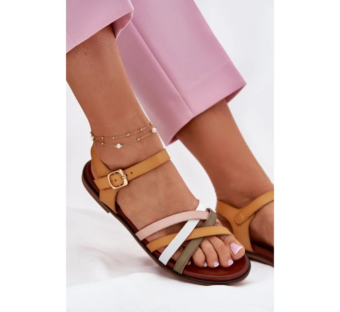 Dámské sandály s se pásky žluté model 21697530 - SERGIO LEONE Dámské sandály s se pásky žluté model 21697530 - SERGIO LEONE