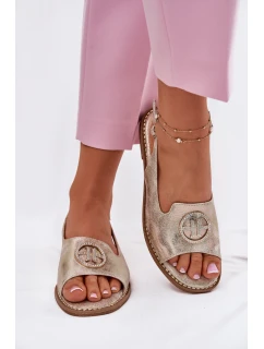Dámské sandály na plochém podpatku s ozdobou S.Barski KV51-002 zlaté
