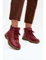 Dámské kozačky s teplým kožíškem z eko kůže bordové Ulverina Dámské kozačky s teplým kožíškem z eko kůže bordové Ulverina