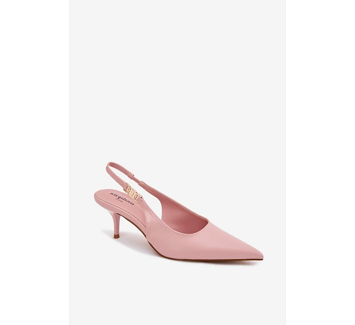 Dámské sandály z umělé kůže na podpatku Růžové model 22102970 - Boto