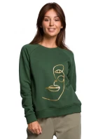 Svetr s předním potiskem zelená model 18002771 - BeWear