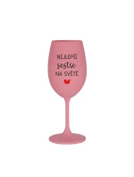 NEJLEPŠÍ SESTŘE NA SVĚTĚ - růžová sklenice na víno 350 ml