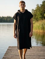 pánské vaflové pončo Saimaa s kapucí Black Beauty